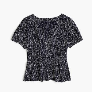 J. Crew Navy Star Print Peplum Top Size 4-6